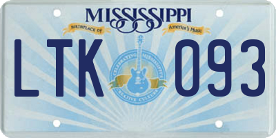 MS license plate LTK093