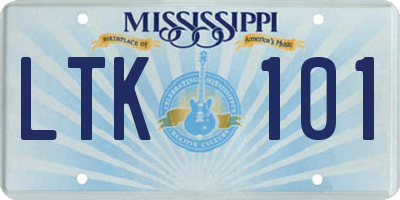 MS license plate LTK101
