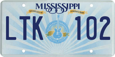 MS license plate LTK102