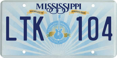 MS license plate LTK104