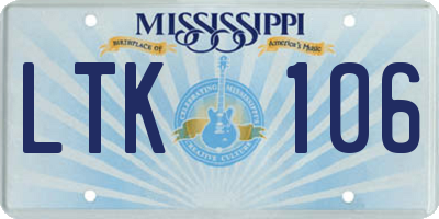 MS license plate LTK106