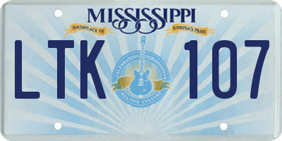 MS license plate LTK107