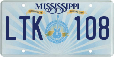 MS license plate LTK108