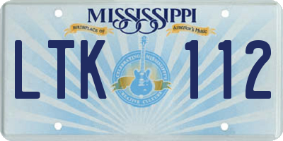MS license plate LTK112
