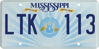 MS license plate LTK113