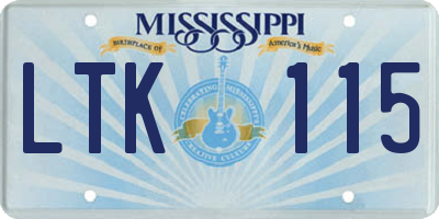 MS license plate LTK115