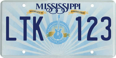 MS license plate LTK123