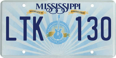 MS license plate LTK130