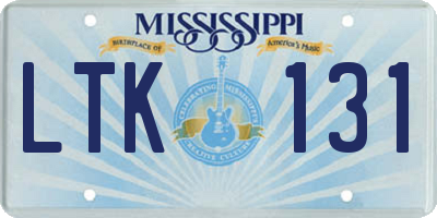 MS license plate LTK131