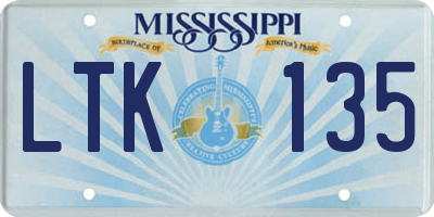 MS license plate LTK135