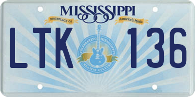 MS license plate LTK136