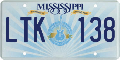MS license plate LTK138