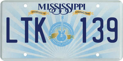 MS license plate LTK139