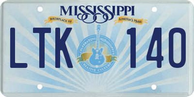 MS license plate LTK140