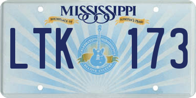 MS license plate LTK173