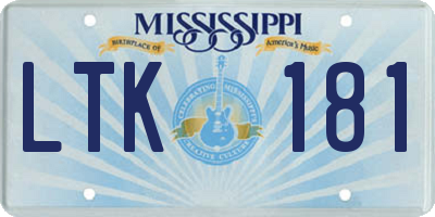MS license plate LTK181