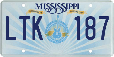 MS license plate LTK187