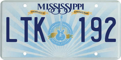 MS license plate LTK192