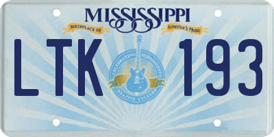 MS license plate LTK193