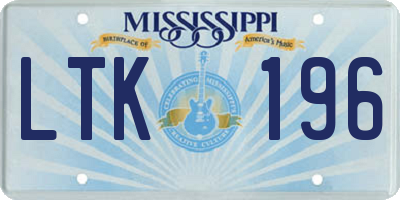 MS license plate LTK196