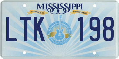 MS license plate LTK198