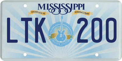 MS license plate LTK200
