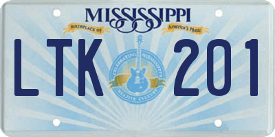 MS license plate LTK201