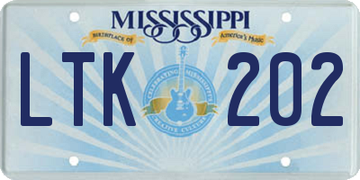 MS license plate LTK202