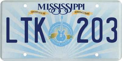MS license plate LTK203