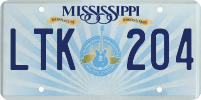 MS license plate LTK204