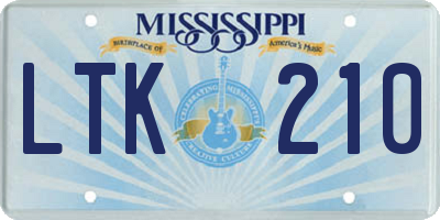 MS license plate LTK210