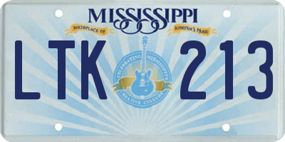 MS license plate LTK213