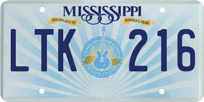 MS license plate LTK216