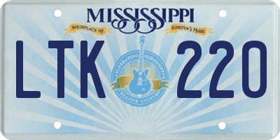 MS license plate LTK220