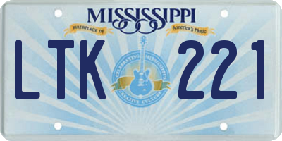 MS license plate LTK221