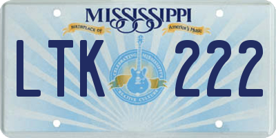 MS license plate LTK222