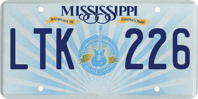 MS license plate LTK226