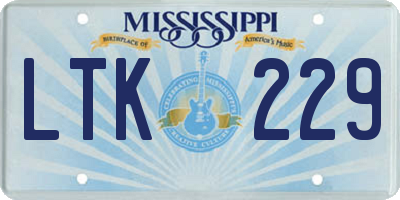 MS license plate LTK229