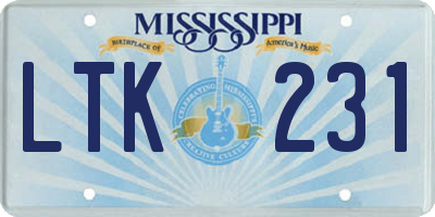 MS license plate LTK231