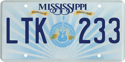 MS license plate LTK233
