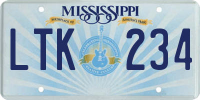 MS license plate LTK234