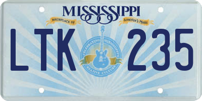 MS license plate LTK235