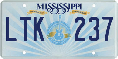 MS license plate LTK237