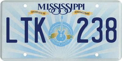 MS license plate LTK238
