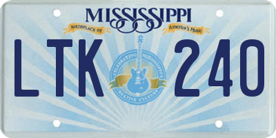 MS license plate LTK240