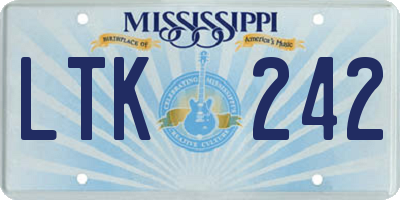MS license plate LTK242