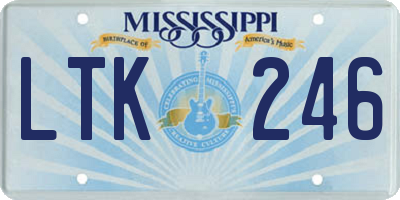 MS license plate LTK246
