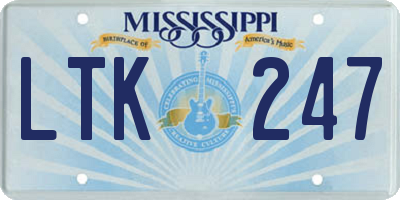 MS license plate LTK247