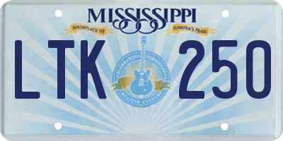 MS license plate LTK250
