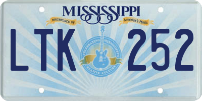 MS license plate LTK252
